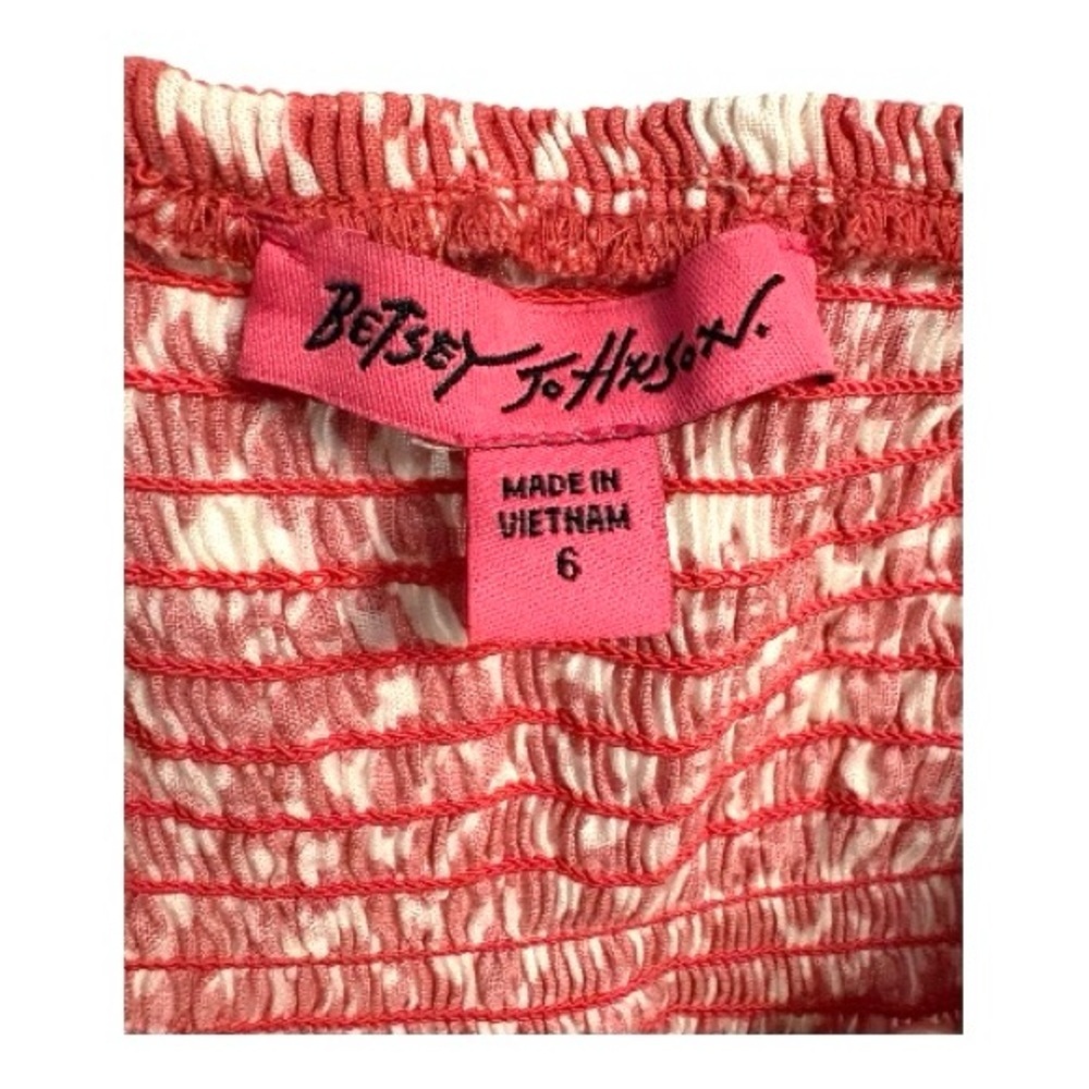 Betsey Johnson Maxi Dress Womens Size 6 Coral Tiered Smocked Adjustable Straps - Picture 8 of 8